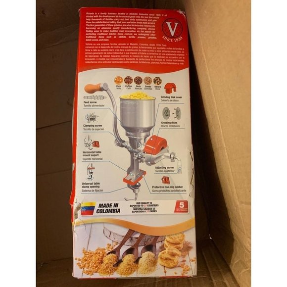 Victoria Manual High Hopper Grain Grinder, Silver Red Molino - Picture 4 of 7